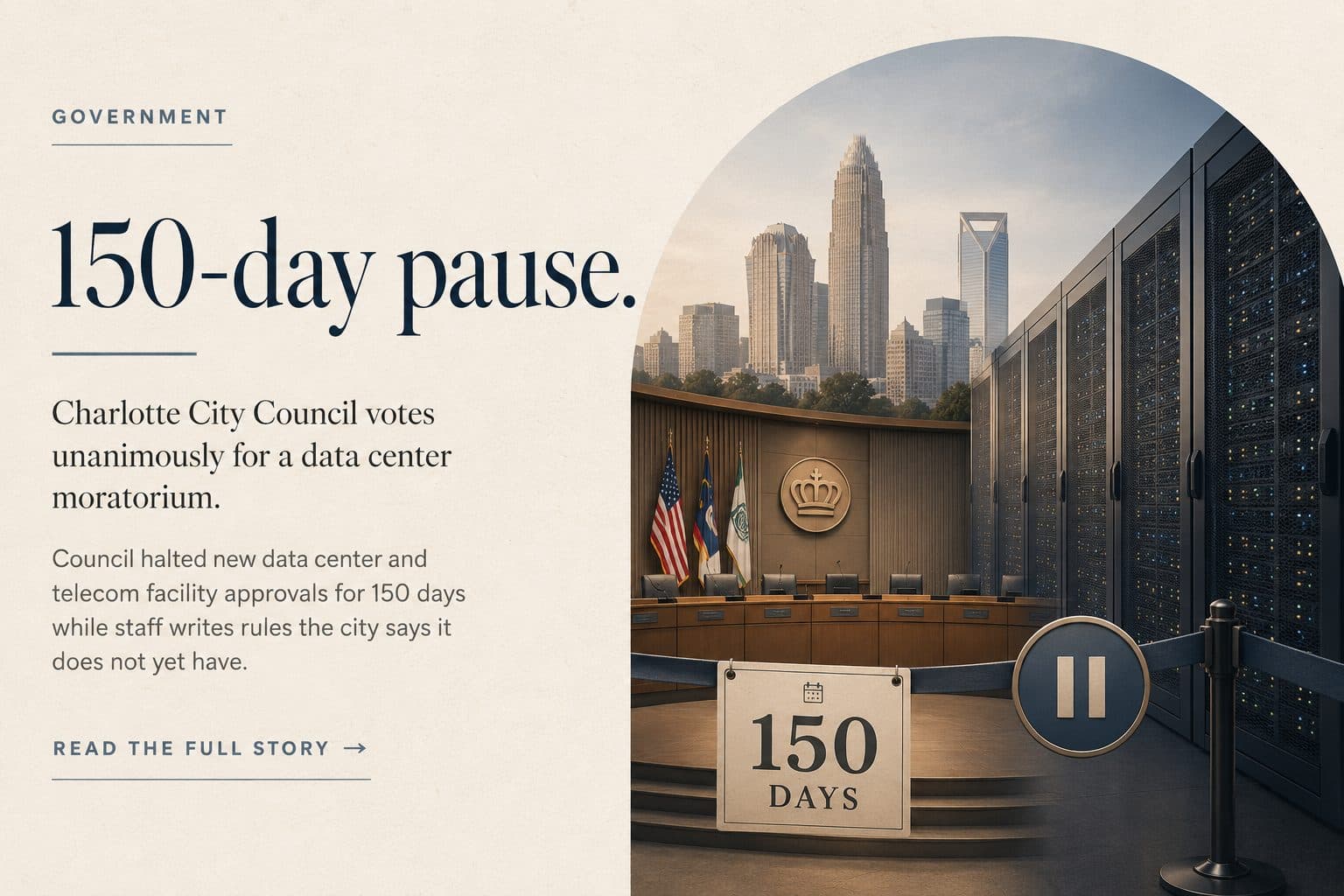Charlotte City Council voting for a 150-day data center moratorium