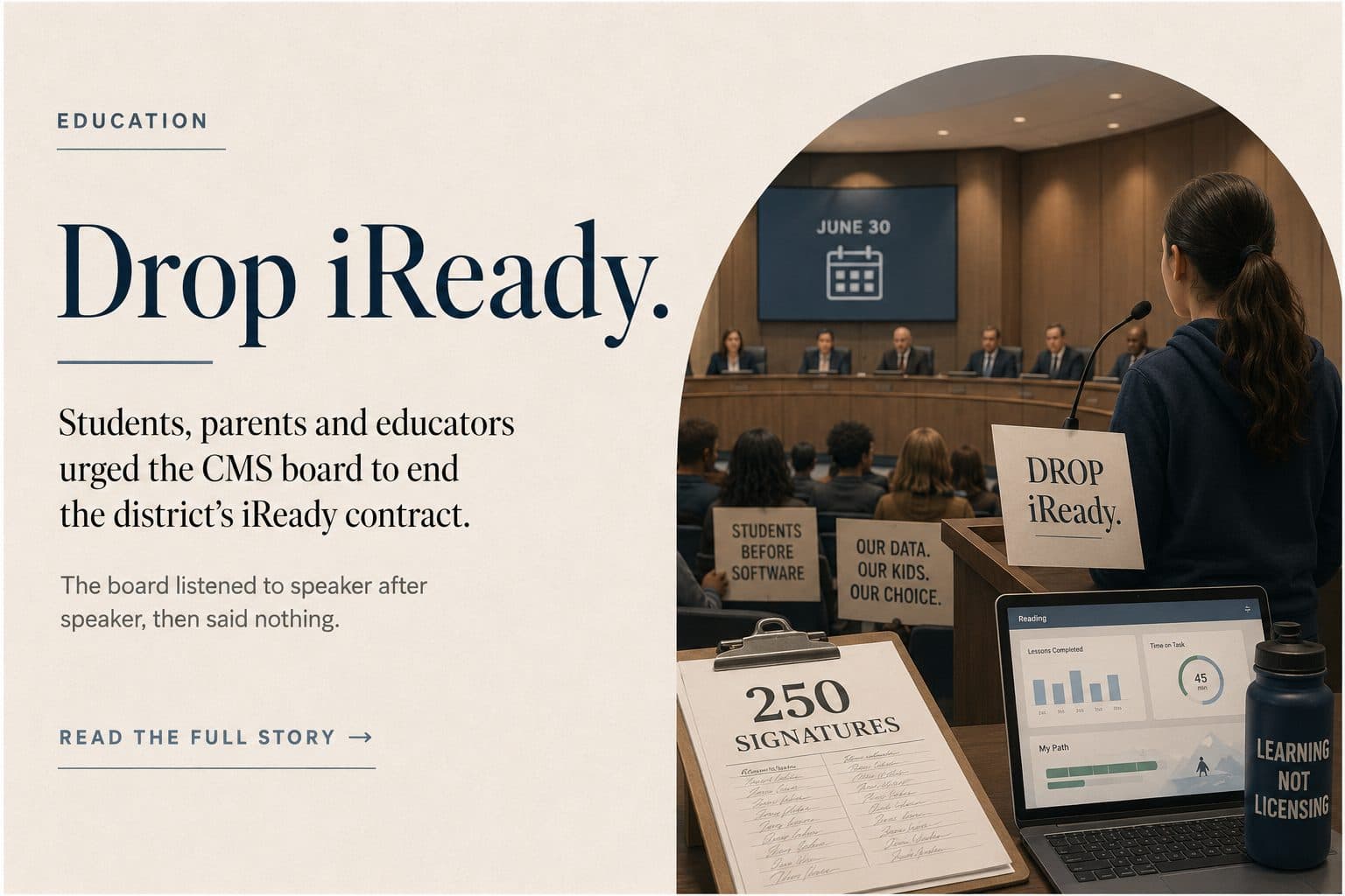 Charlotte-Mecklenburg families testifying against an $18 million iReady contract