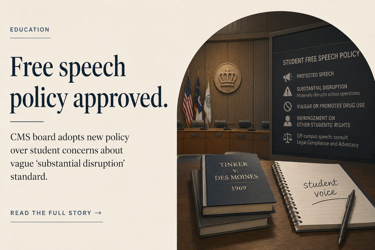 Charlotte-Mecklenburg Board of Education vote on the student free speech policy