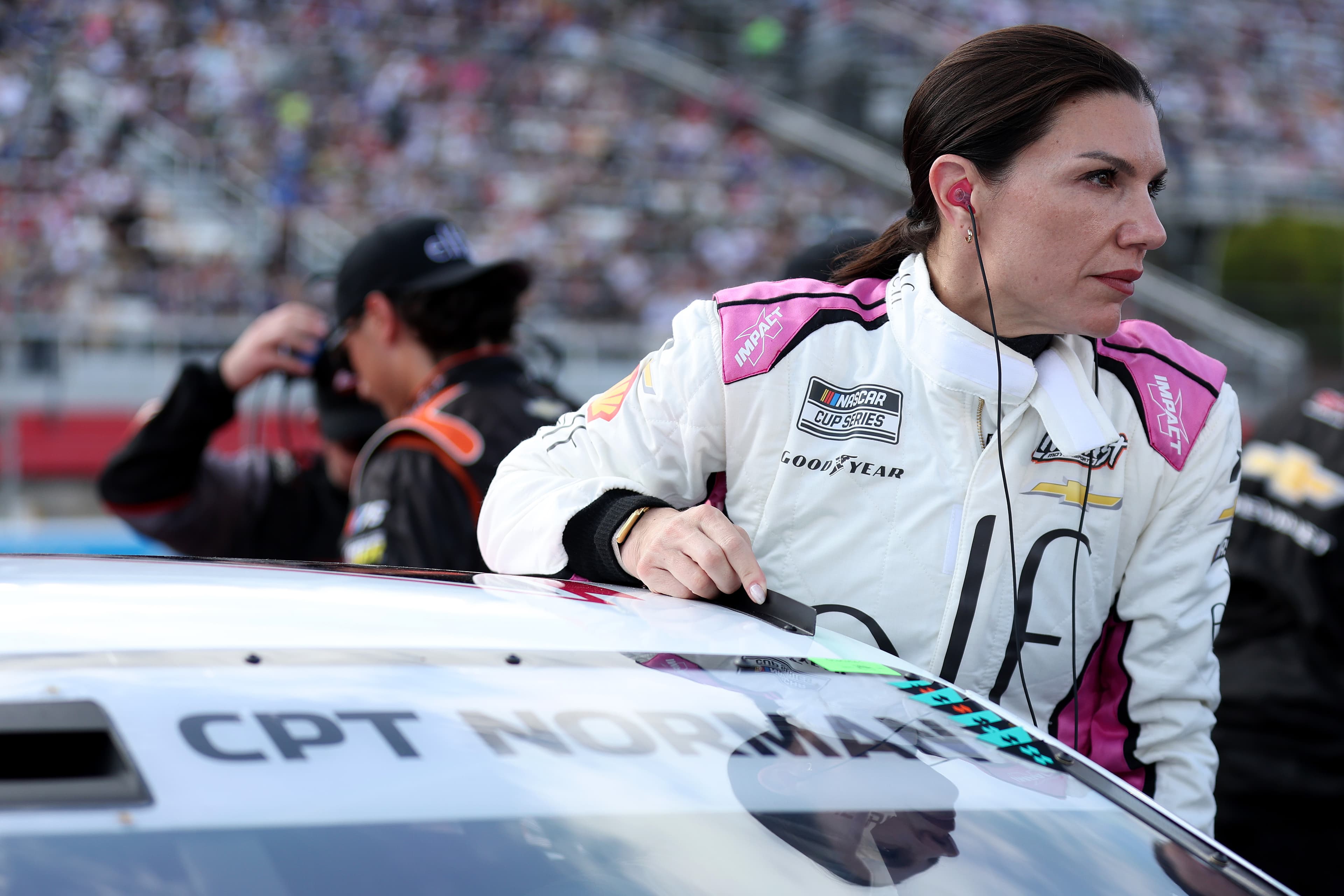Katherine Legge racing the Coca-Cola 600 at Charlotte Motor Speedway