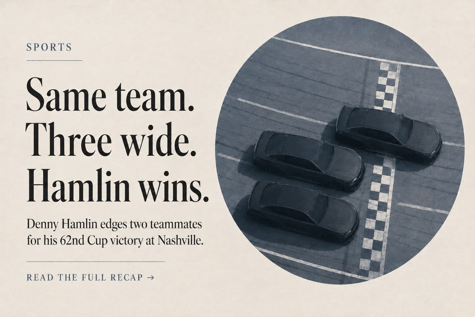 NASCAR Cup Series cars race at Nashville Superspeedway